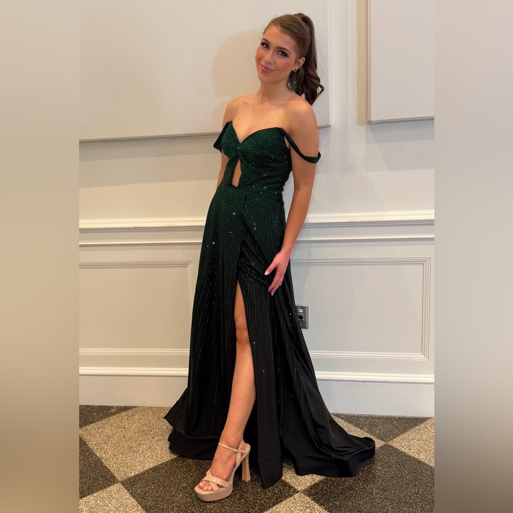 Sherri Hill Emerald and Black Prom Gown - altered to size 6